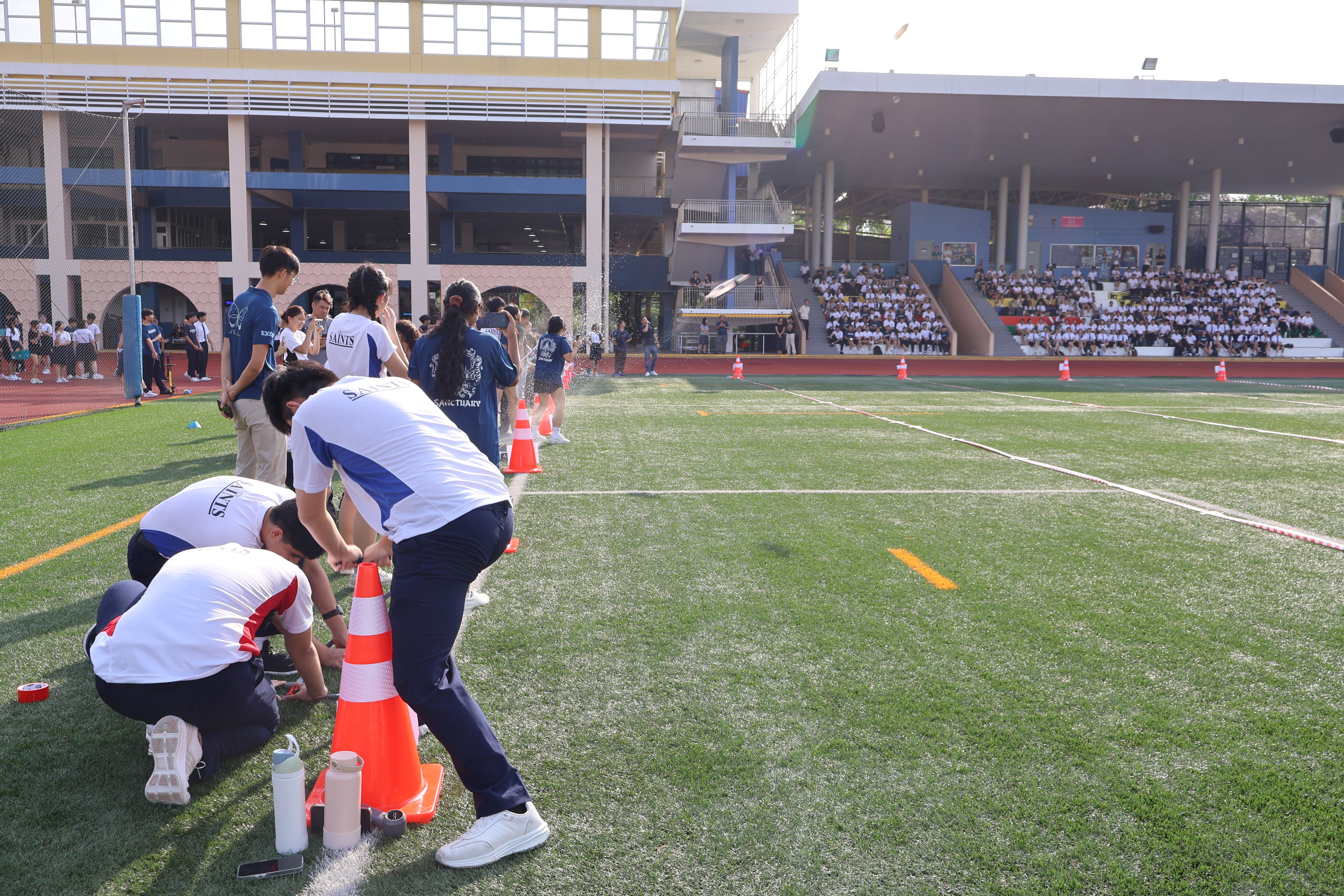 Students launching their home-made rockets